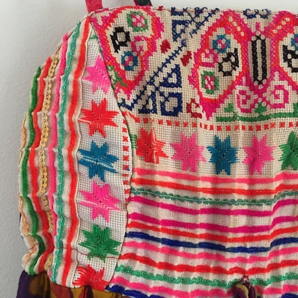 Boho patchwork multi color tunic tank top | Size Small - Picture 2 of 6